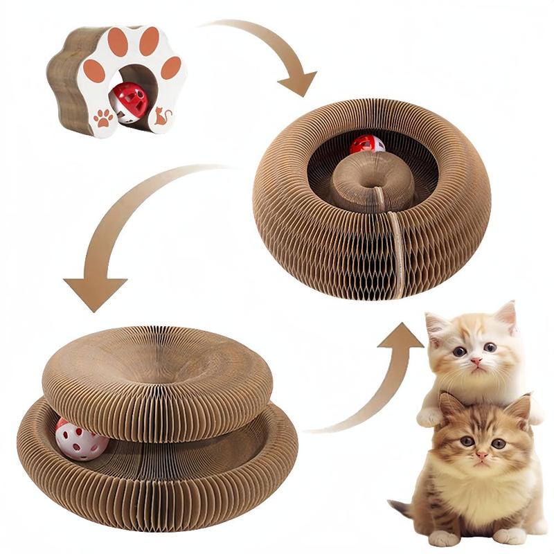 Magnetic Foldable Corrugated Cat Scratcher & Tunnel Toy