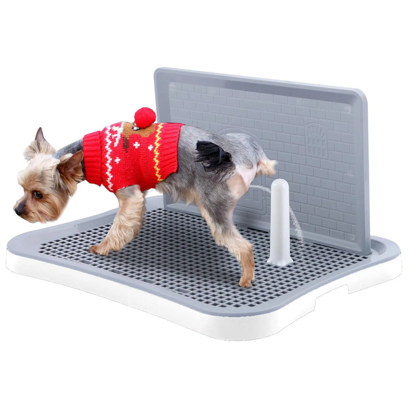 Indoor Dog Potty Tray with Splash Wall & Pee Post